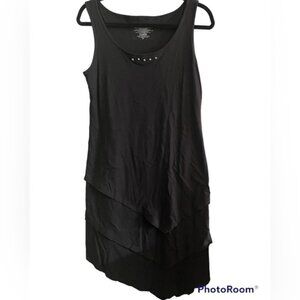 Cotton Black T-shirt Dress Layered